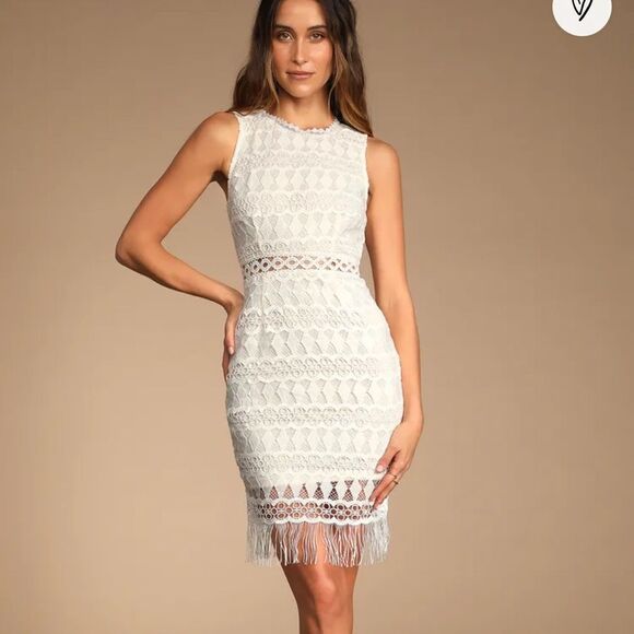 Lulus Dresses & Skirts - Lulu’s Kenna White Crochet Lace Sleeveless Bodycon Dress